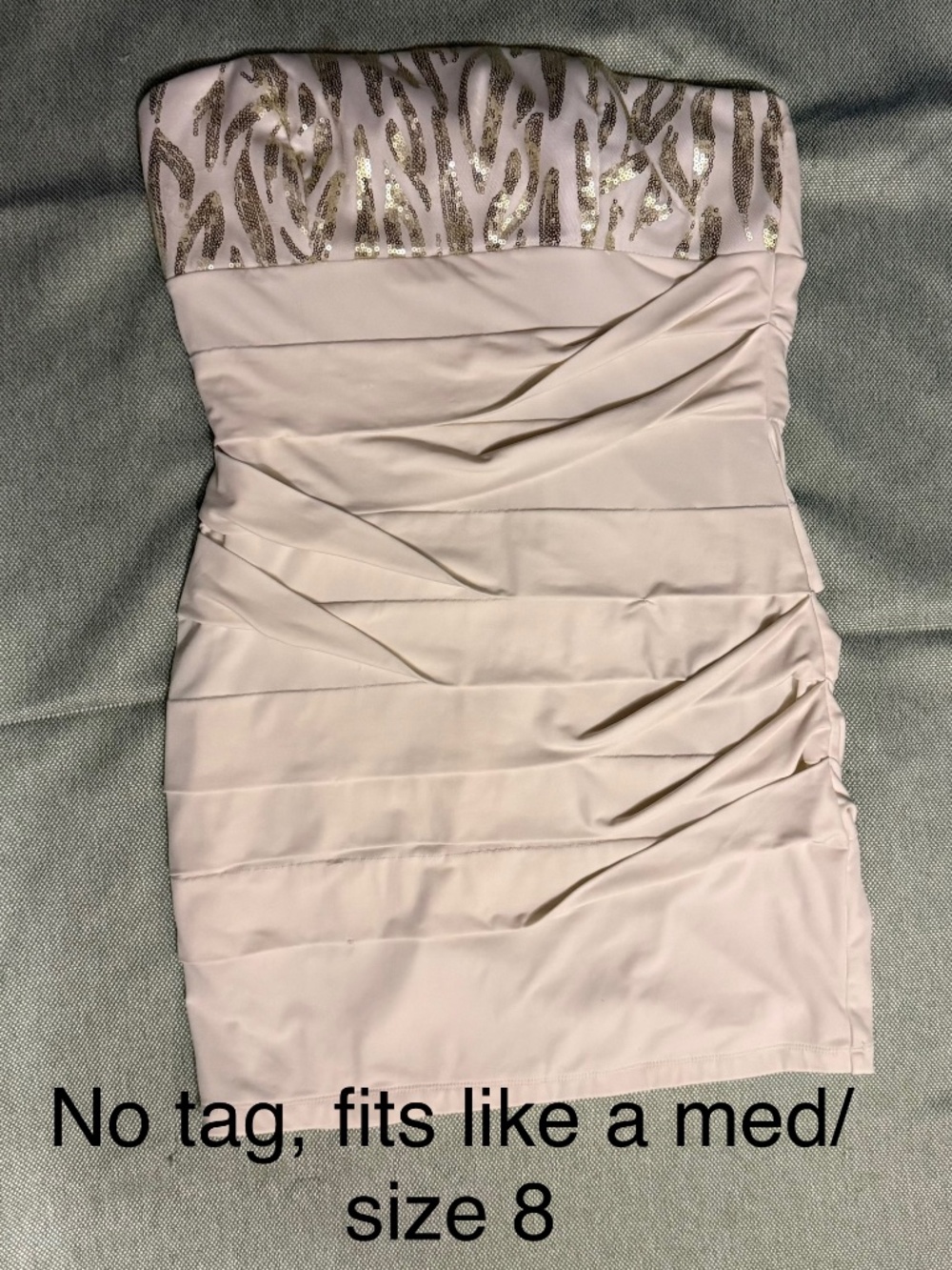 White Strapless Zebra Sequins Dress